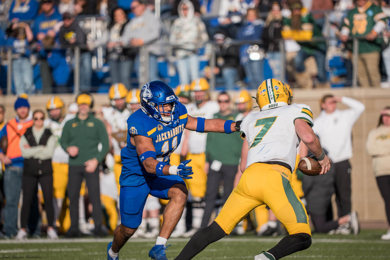 Jason Freeman chases down Cam Miller SDSU vs NDSU