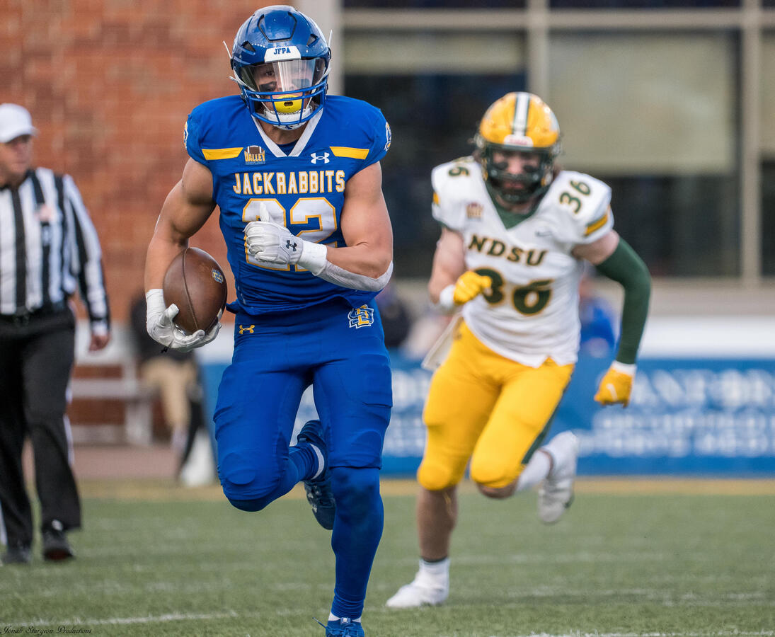 Isaiah Davis runs the ball against NDSU